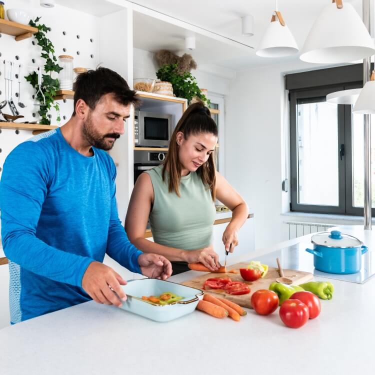 couple cooking food